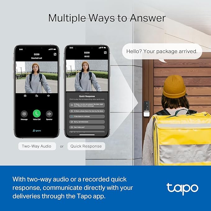 TP-LINK Tapo D230S1 2K 5MP Two Way Wireless Smart Doorbell with Hub US Ver NEW