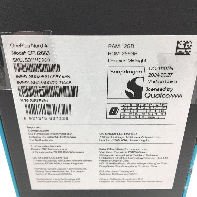 OnePlus Nord 4 12gb 256gb Android Smartphone in Obsidian Midnight DEMO