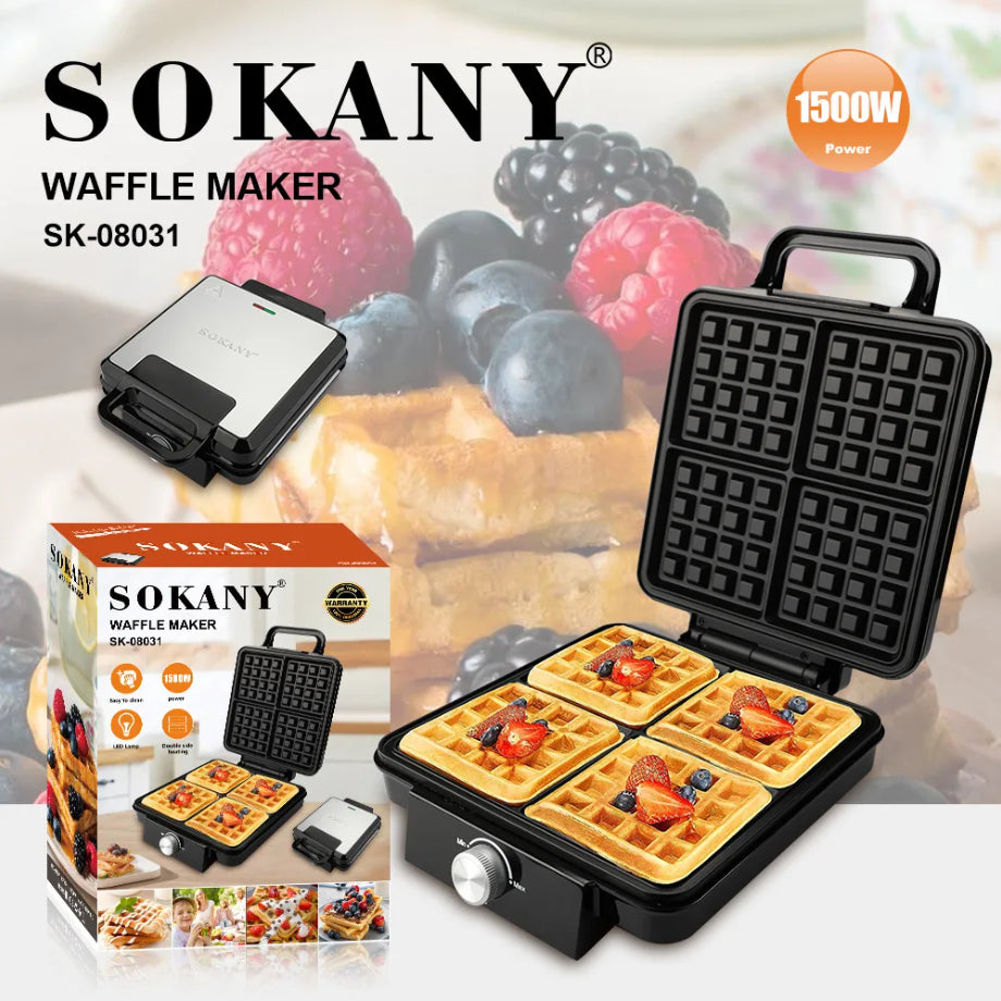Sokany SK-08031 1500W 220-240V 4 Slot Nonstick Electric Waffle Maker NEW