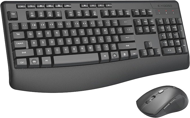 E-YOOSO E-787 Wireless Full-Sized Keyboard and Mouse Combo Set in Black NEW