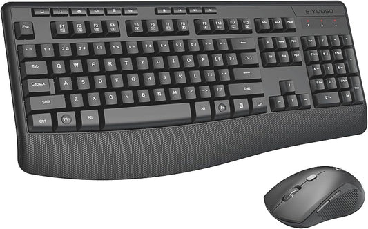 E-YOOSO E-787 Wireless Full-Sized Keyboard and Mouse Combo Set in Black NEW