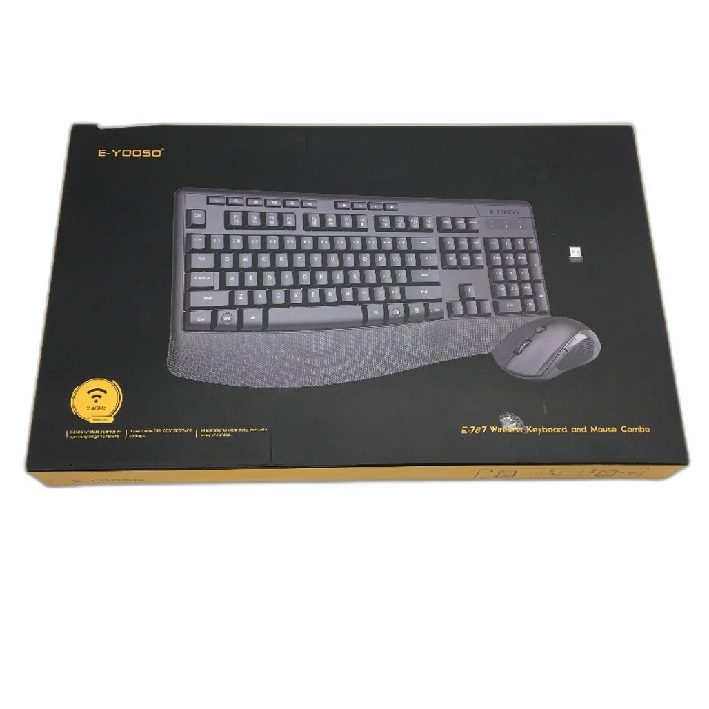 E-YOOSO E-787 Wireless Full-Sized Keyboard and Mouse Combo Set in Black NEW