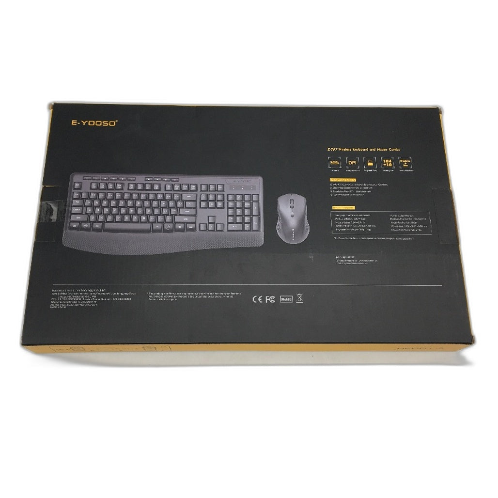E-YOOSO E-787 Wireless Full-Sized Keyboard and Mouse Combo Set in Black NEW
