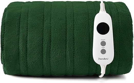 Dreamaker Double Sided Coral Fleece Heated Throw Blanket in Green 160x130cm NEW