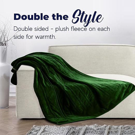 Dreamaker Double Sided Coral Fleece Heated Throw Blanket in Green 160x130cm NEW