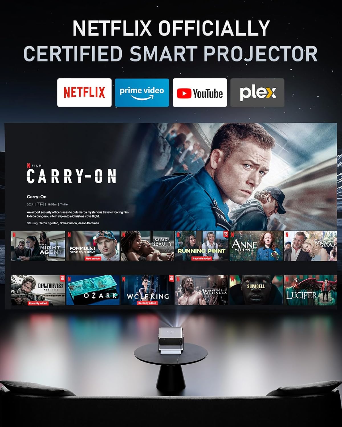 XuanPad S12 Autofocus Keystone Bluetooth WiFi Smart Home Video Projector DEMO
