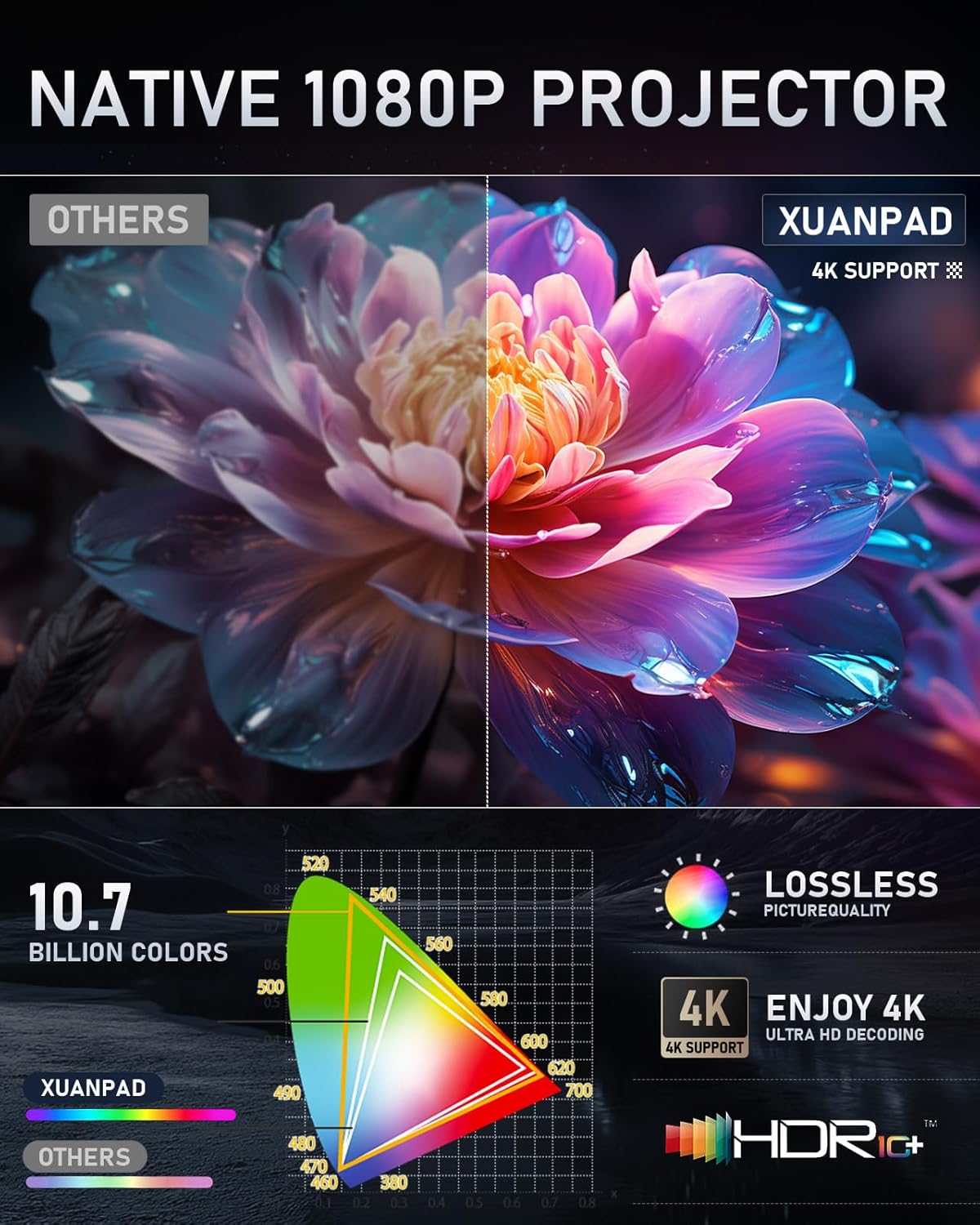 XuanPad S12 Autofocus Keystone Bluetooth WiFi Smart Home Video Projector DEMO