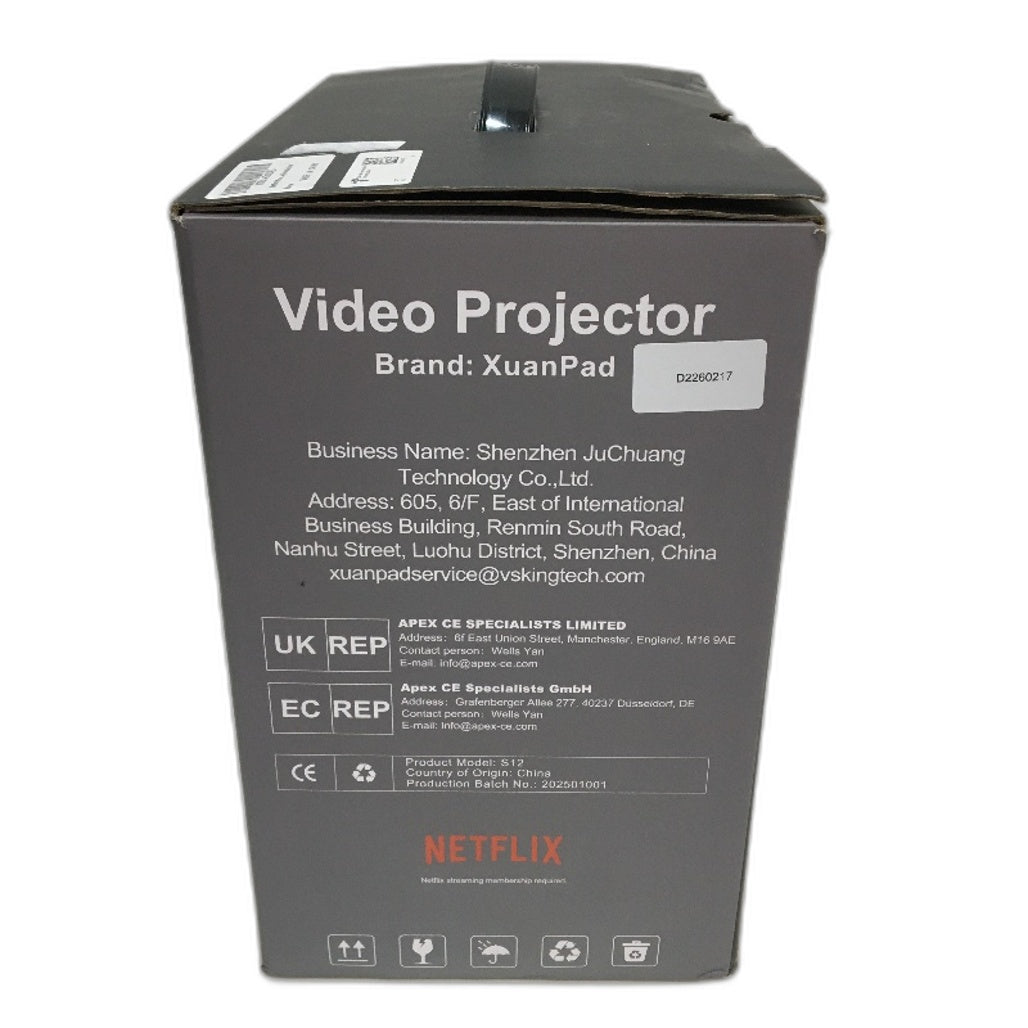 XuanPad S12 Autofocus Keystone Bluetooth WiFi Smart Home Video Projector DEMO