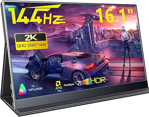 MagicRaven 16 Inch 2.5K 144Hz Built in Speakers Portable Gaming Monitor NEW