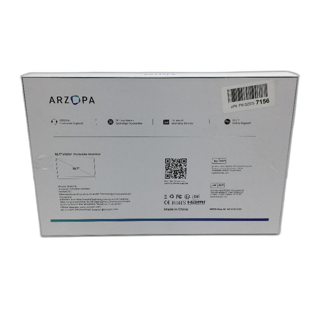 Arzopa Z1C 16.1 Inch 1080p FHD 100% sRGB Portable Laptop Monitor NEW