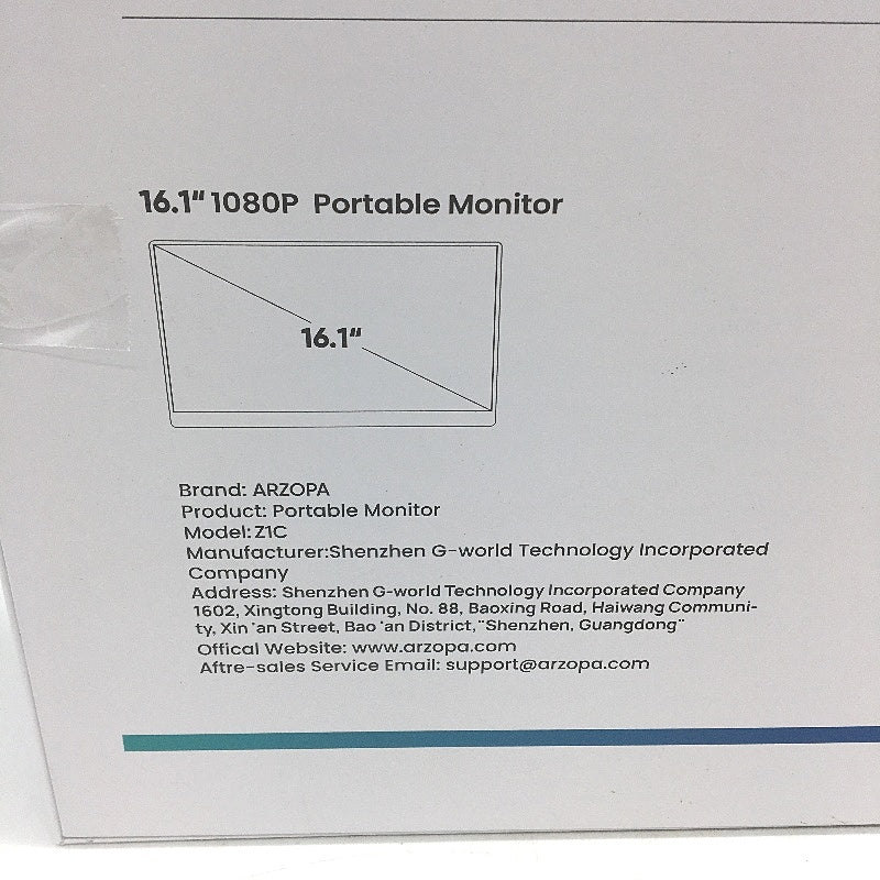 Arzopa Z1C 16.1 Inch 1080p FHD 100% sRGB Portable Laptop Monitor NEW