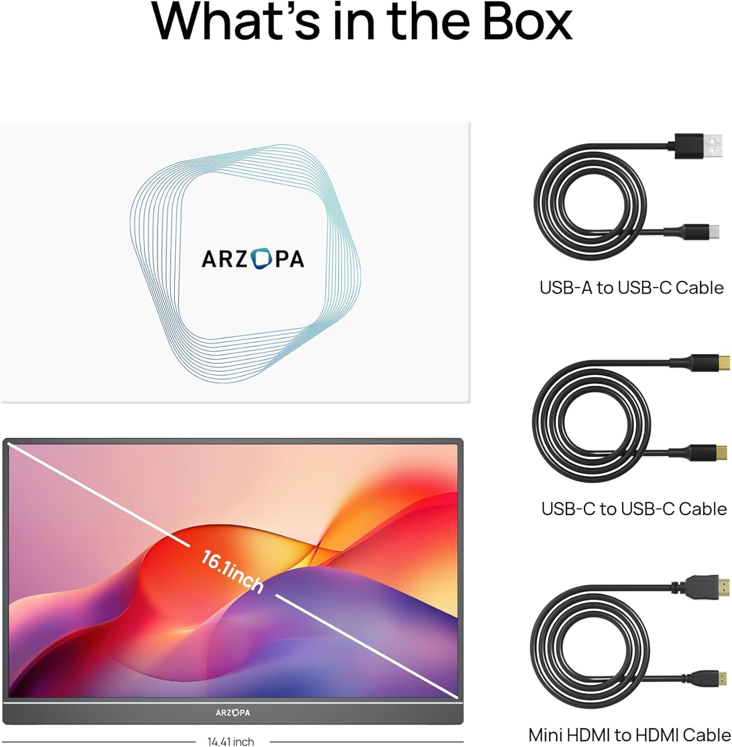 Arzopa Z1C 16.1 Inch 1080p FHD 100% sRGB Portable Laptop Monitor NEW