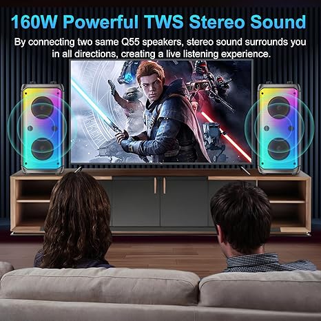 TAMPROAD Q55 80W RGB Wireless Deep Bass Portable Outdoor Party Speakers DEMO