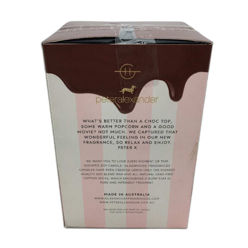 Glasshouse Fragrances Movie Night Caramel Popcorn & Choc Tops 380g Candle NEW