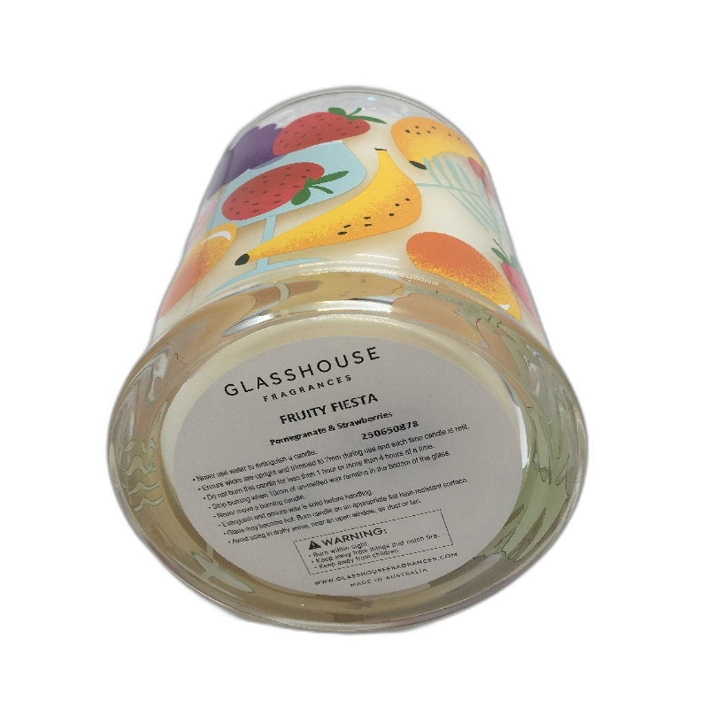 Glasshouse Fragrances Fruity Fiesta Pomegranate & Strawberries 380g Candle NEW