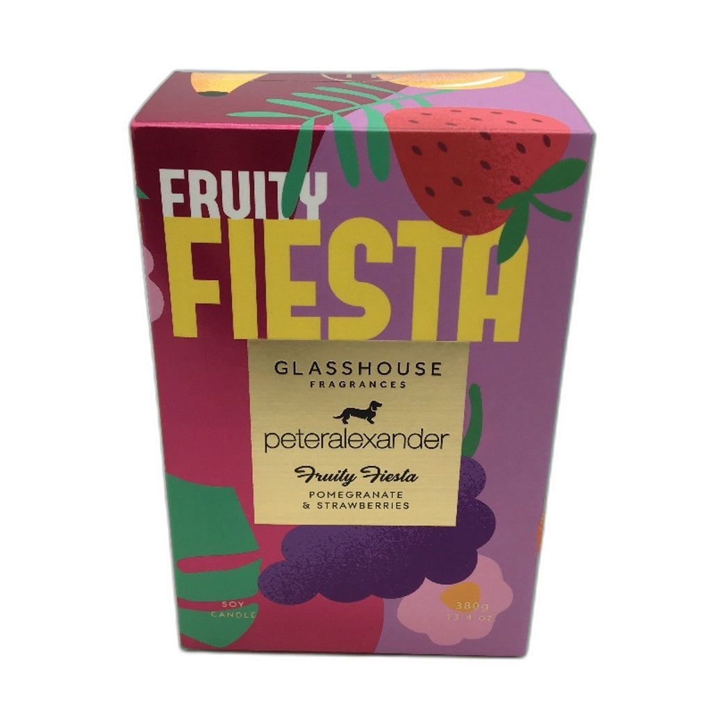 Glasshouse Fragrances Fruity Fiesta Pomegranate & Strawberries 380g Candle NEW