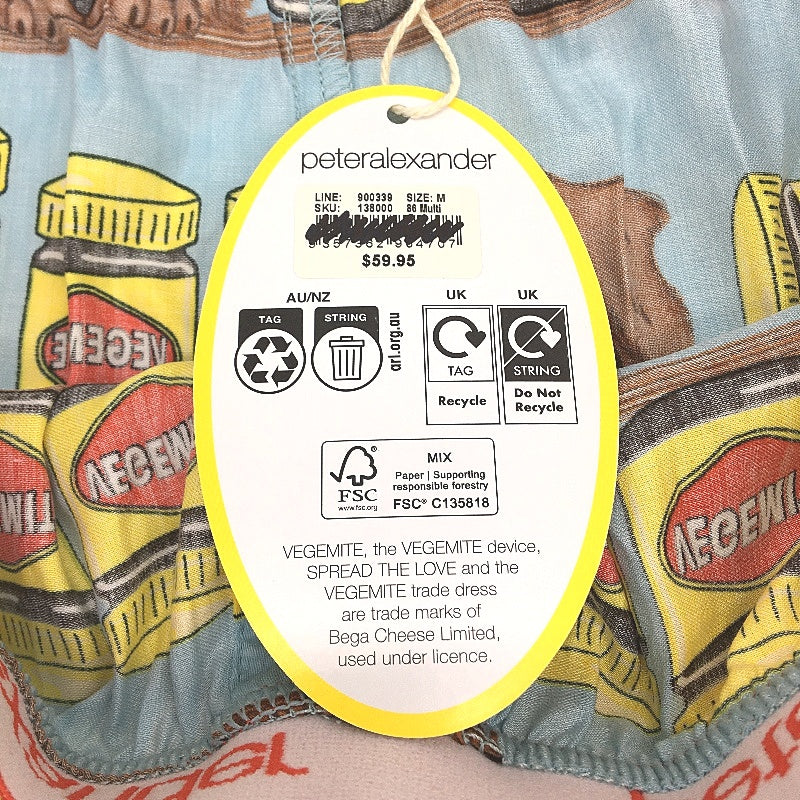 Peter Alexander Vegemite Penny Pattern Cotton Boxers Mens Size Medium NEW