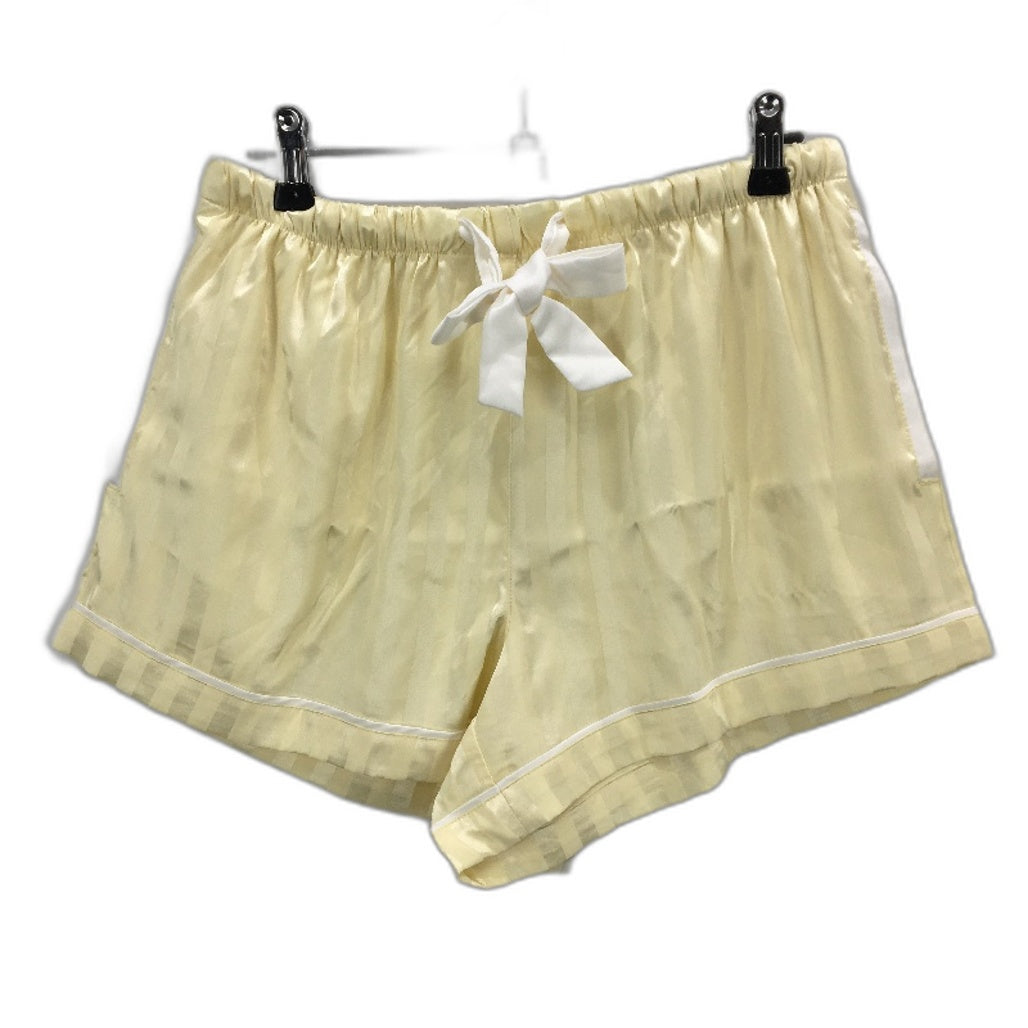 Peter Alexander Butter Striped Satin Silky Pyjama Shorts Ladies Size Medium NEW