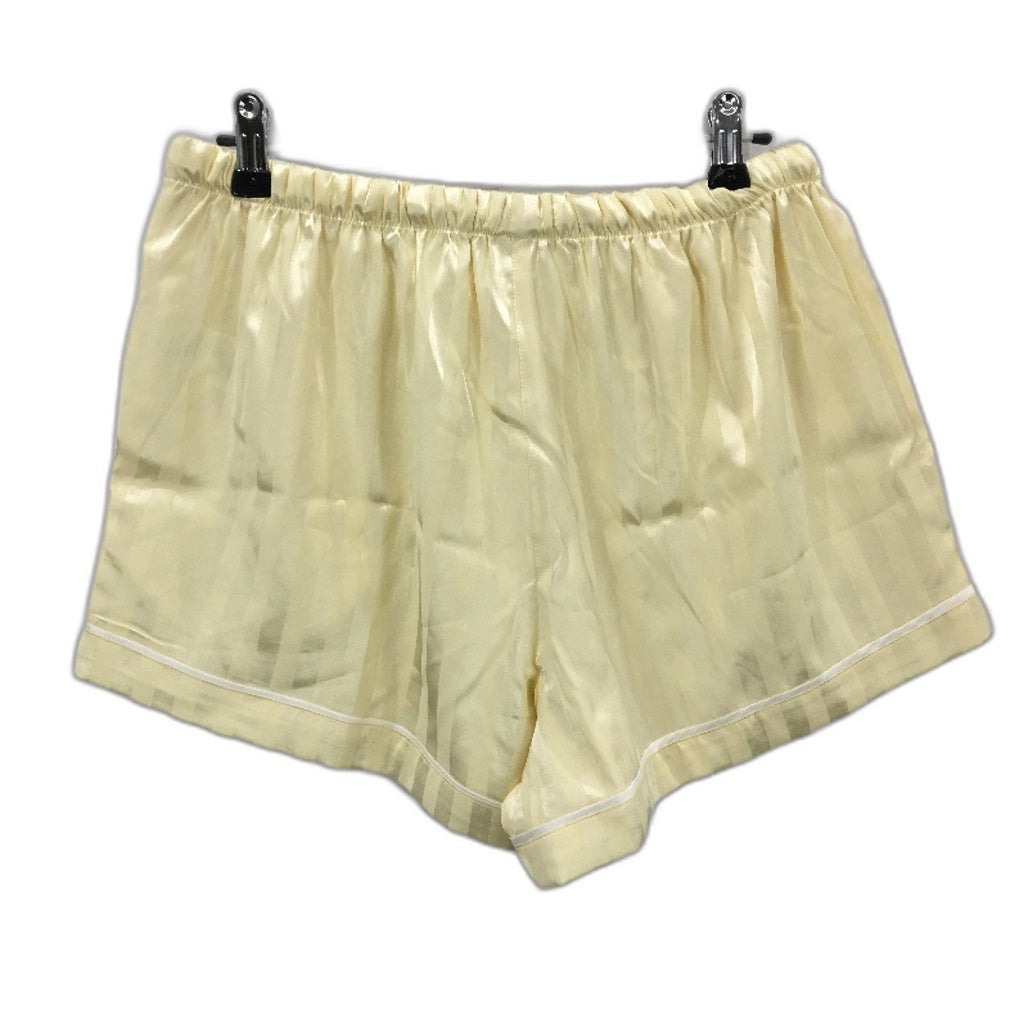 Peter Alexander Butter Striped Satin Silky Pyjama Shorts Ladies Size Medium NEW