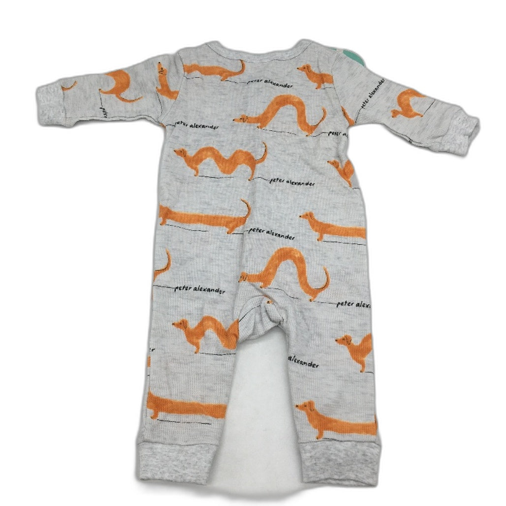 Peter Alexander Penny Pattern Grey Logo Onesie Baby Size 3-6 Months NEW