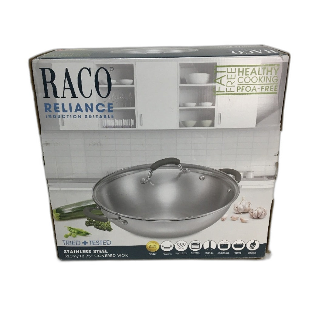 Raco Reliance Induction Suitable Oven Safe Stainless Steel 32cm Covered Wok NEW