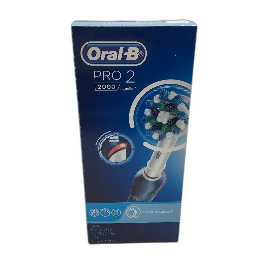 Braun Oral-B Pro 2000 Dark Blue Grip Handle Electric Rechargable Toothbrush NEW