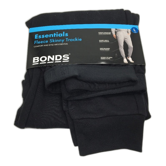 NEW Bonds Black Comfort Essentials Fleece Skinny Trackie Pant Mens Size L NEW
