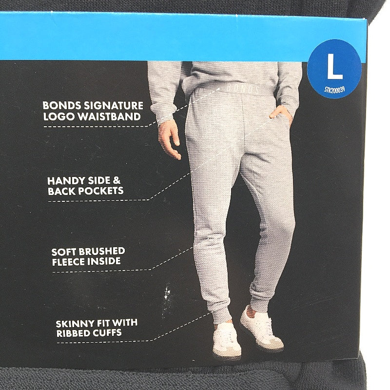 NEW Bonds Black Comfort Essentials Fleece Skinny Trackie Pant Mens Size L NEW