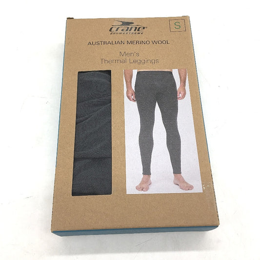 Crane Performance 100%  Aust Merino Wool Grey Thermal Leggings Mens Size S NEW