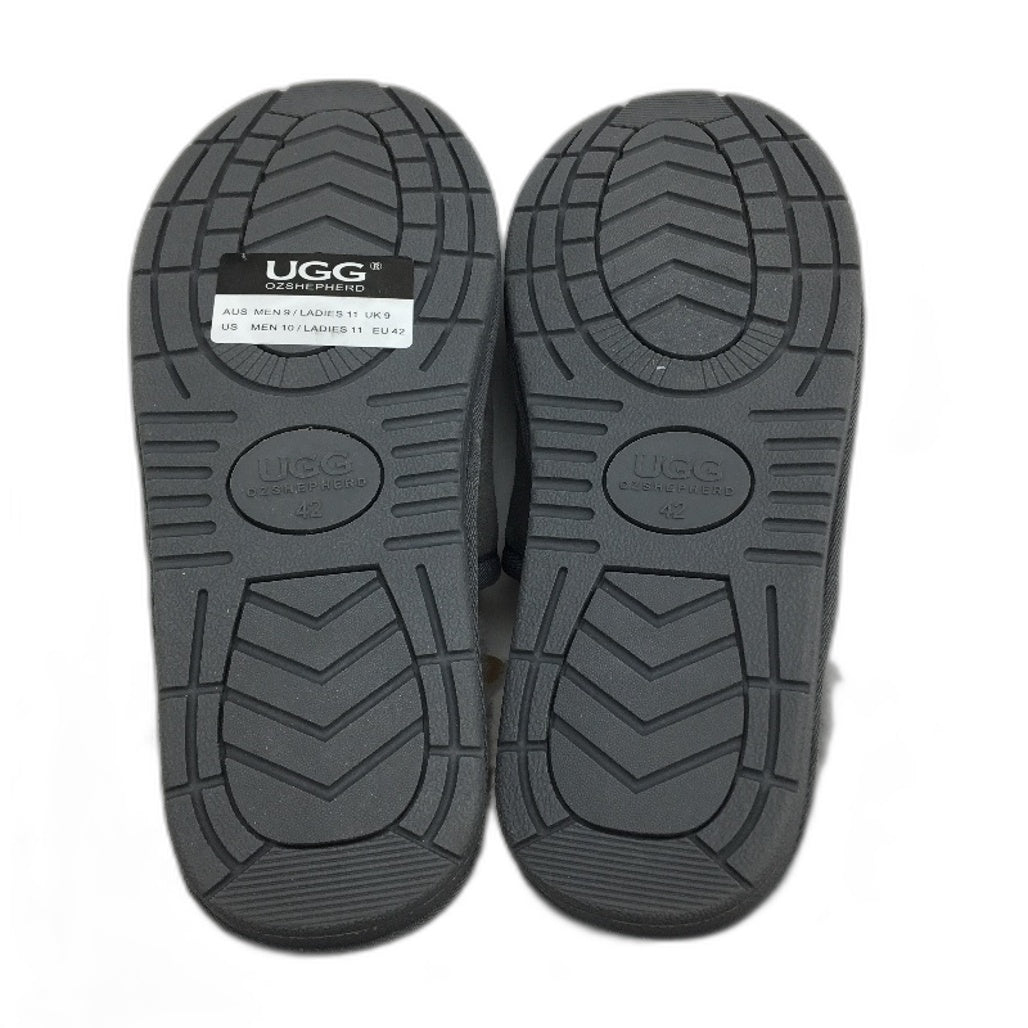 UGG Oz Double Face Sheepskin Grey Scuff Slippers Unisex Size EU42 M9 L11 NEW
