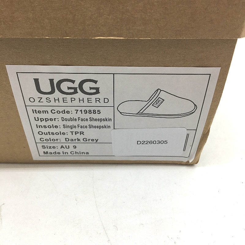 UGG Oz Double Face Sheepskin Grey Scuff Slippers Unisex Size EU42 M9 L11 NEW