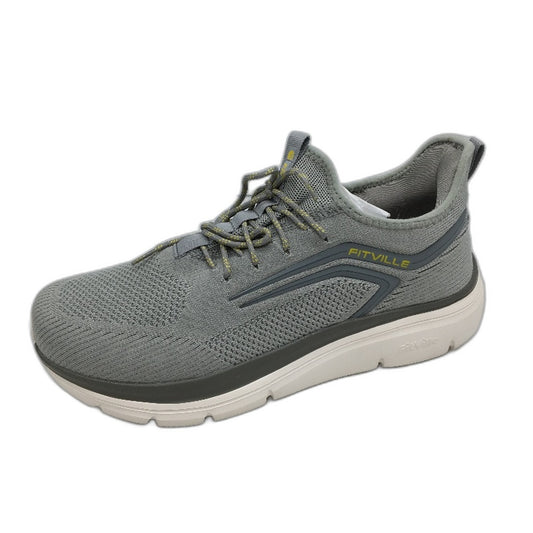 Fitville Grey Extra Wide Fit Trainers Slip On Laced Sneakers Mens US 12.5 NEW