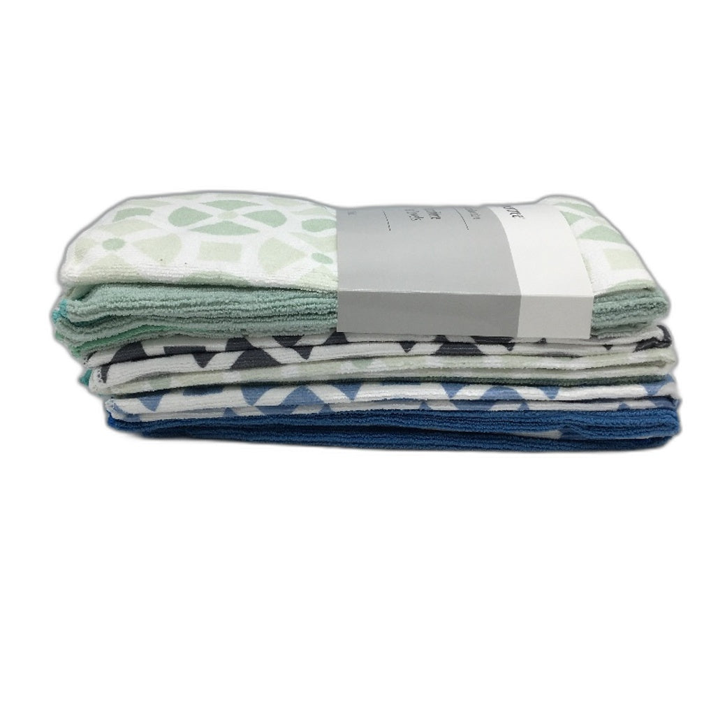 Peppertree Home Collection 10 Pack Blue & Green Microfibre Tea Towel Pack NEW