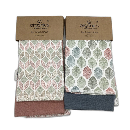 Organics by Kirkton House Organic Cotton 4 Piece Tea Towel Pack 50 x 70cm NEW