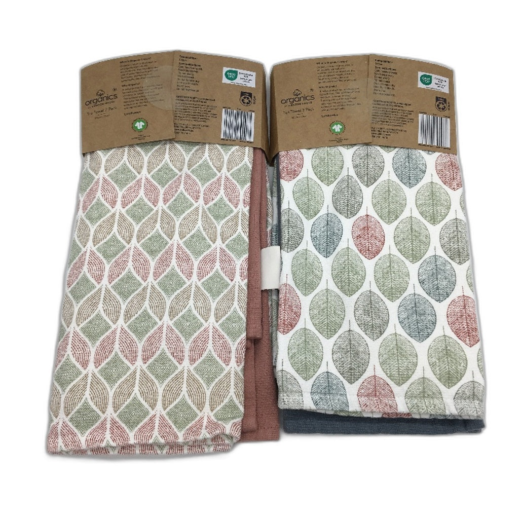 Organics by Kirkton House Organic Cotton 4 Piece Tea Towel Pack 50 x 70cm NEW