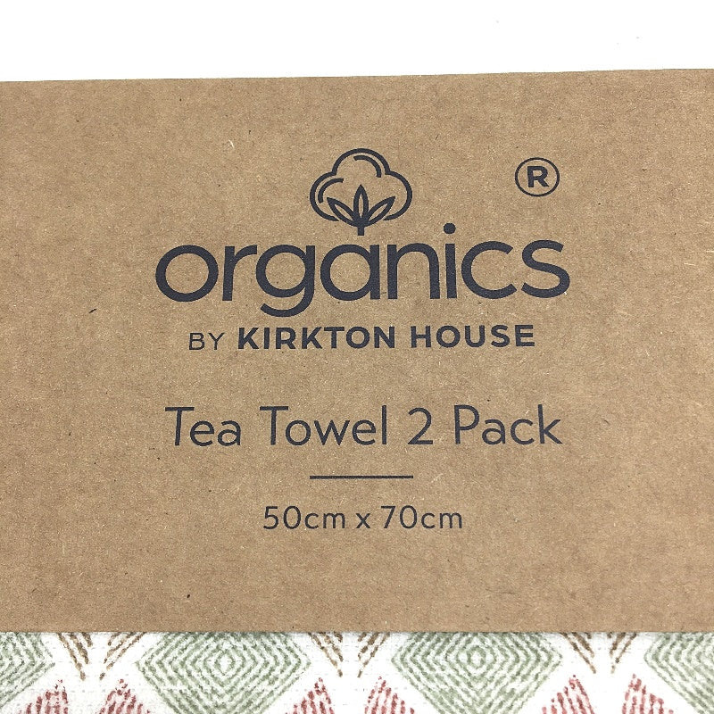 Organics by Kirkton House Organic Cotton 4 Piece Tea Towel Pack 50 x 70cm NEW