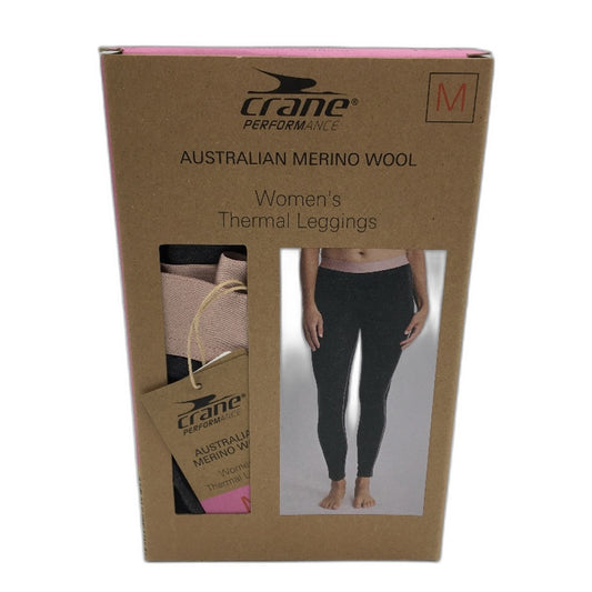 Crane Performance 100% Aust Merino Wool Grey Thermal Leggings Ladies Size M NEW