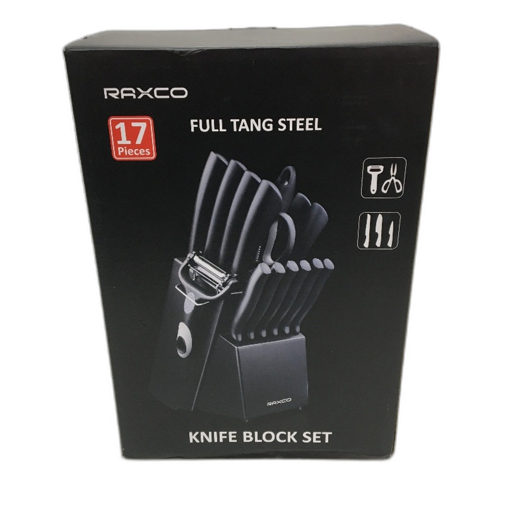 Raxco 17 Piece Black Knife Kitchen Set With Block Chef Quality Knives Set