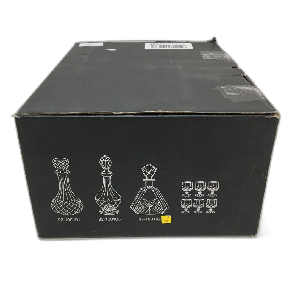 Trendy Mart Trangle Whiskey Decanter Set With 6 Crystal Glass Goblets