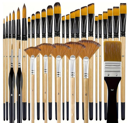 32 Pcs Acrylic Paint Brush Set Multifunctional Nylon Bristle Brushes