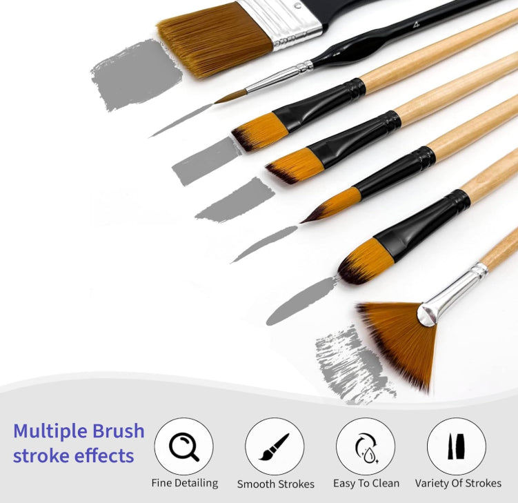 32 Pcs Acrylic Paint Brush Set Multifunctional Nylon Bristle Brushes