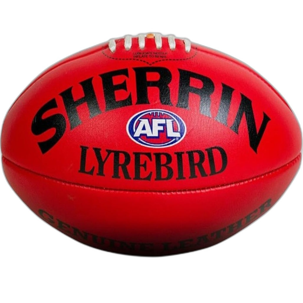 Sherrin Lyrebird Red Genuine Leather Ball AFL Football Size 5