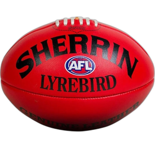 Sherrin Lyrebird Red Genuine Leather Ball AFL Football Size 5