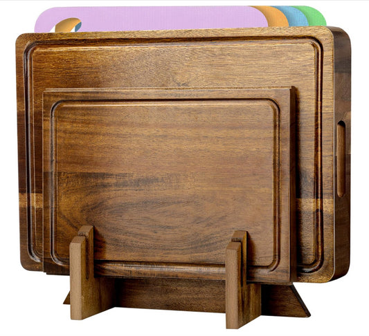 KISFAM Acacia Wooden Chopping Board Set Reversible Cutting & Serving Board
