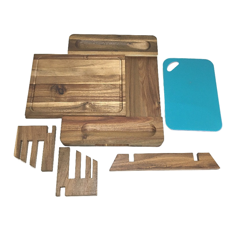 KISFAM Acacia Wooden Chopping Board Set Reversible Cutting & Serving Board