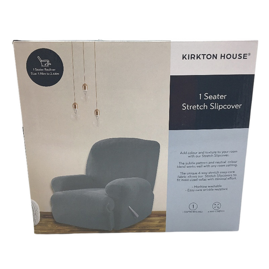 Kirkton House Recliner Seat Stretchy Slipcover Blue Soft Lined Chair Cover