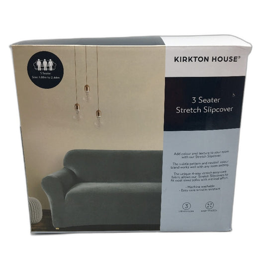 Kirkton House 3 Person Couch Stretchy Slipcover Blue Soft Lined Seat Cover