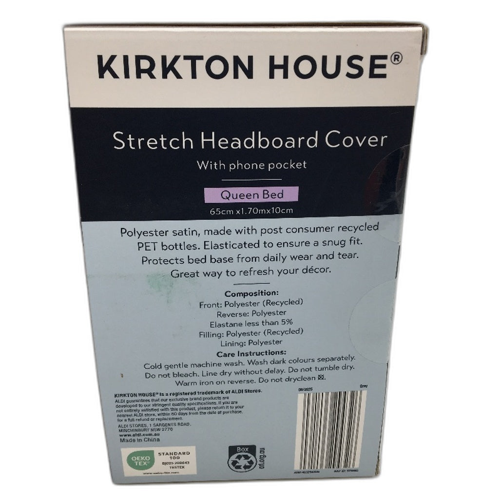 Kirkton House Silver Stretchy Silky Lined Headboard Cover QUEEN