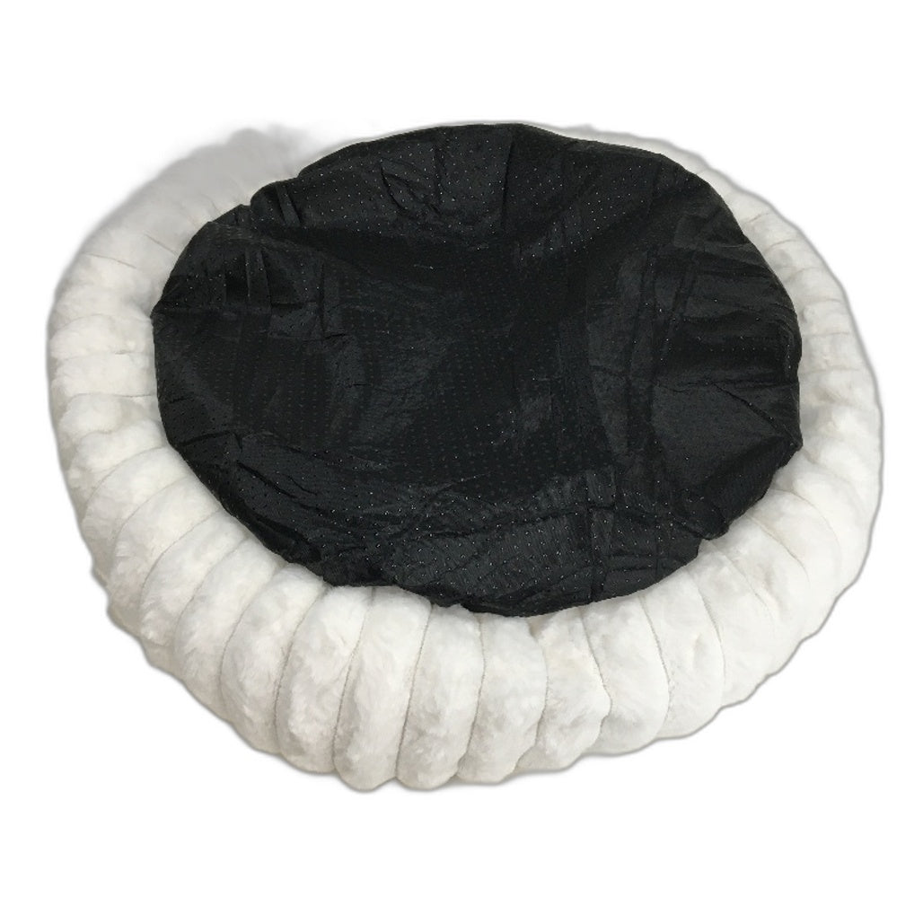 Dog Cushion White Fluffy Circular Soft Small Doggy Bed Plush Lined