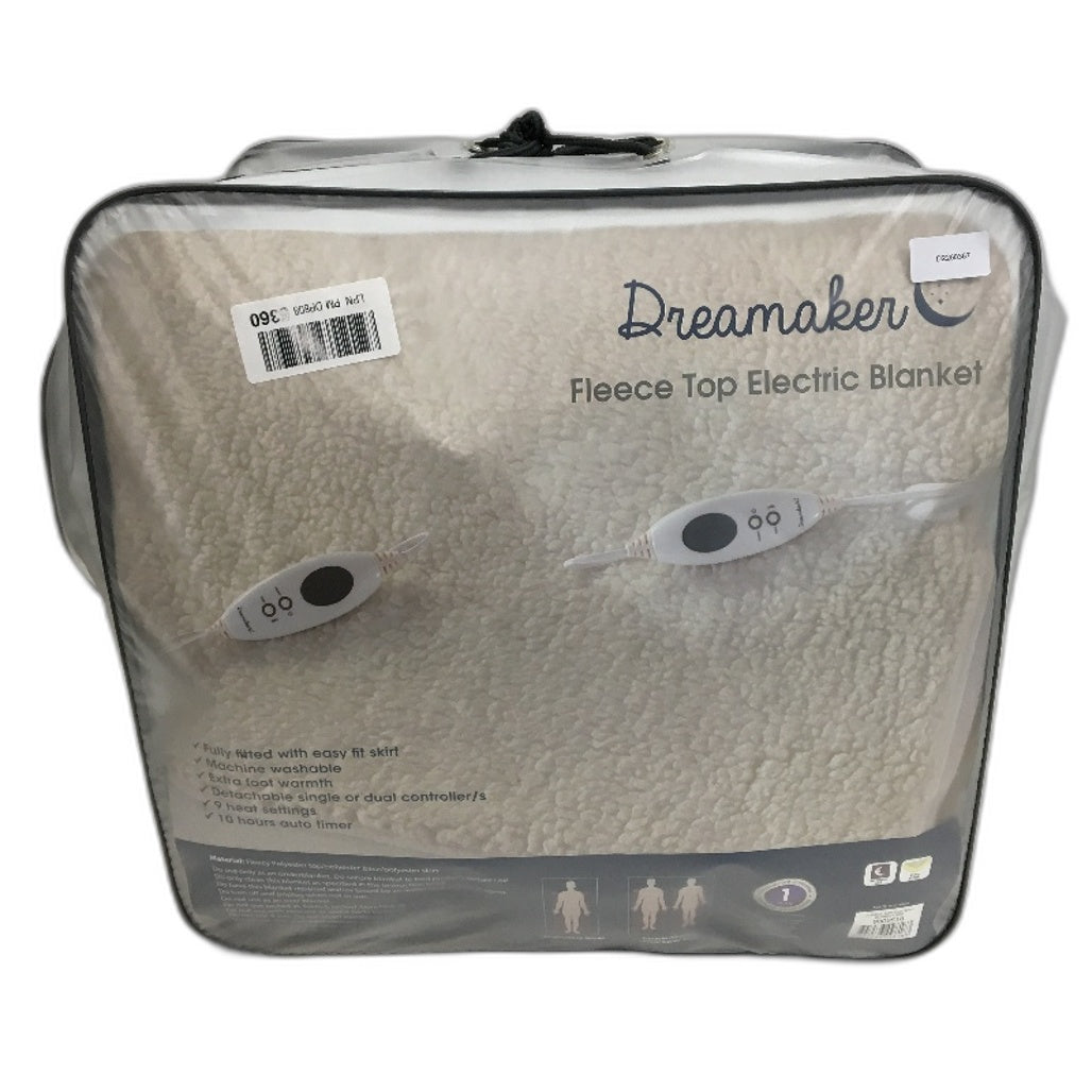 Dreamaker Fleece Top Electric Blanket White Dual Control SUPER KING